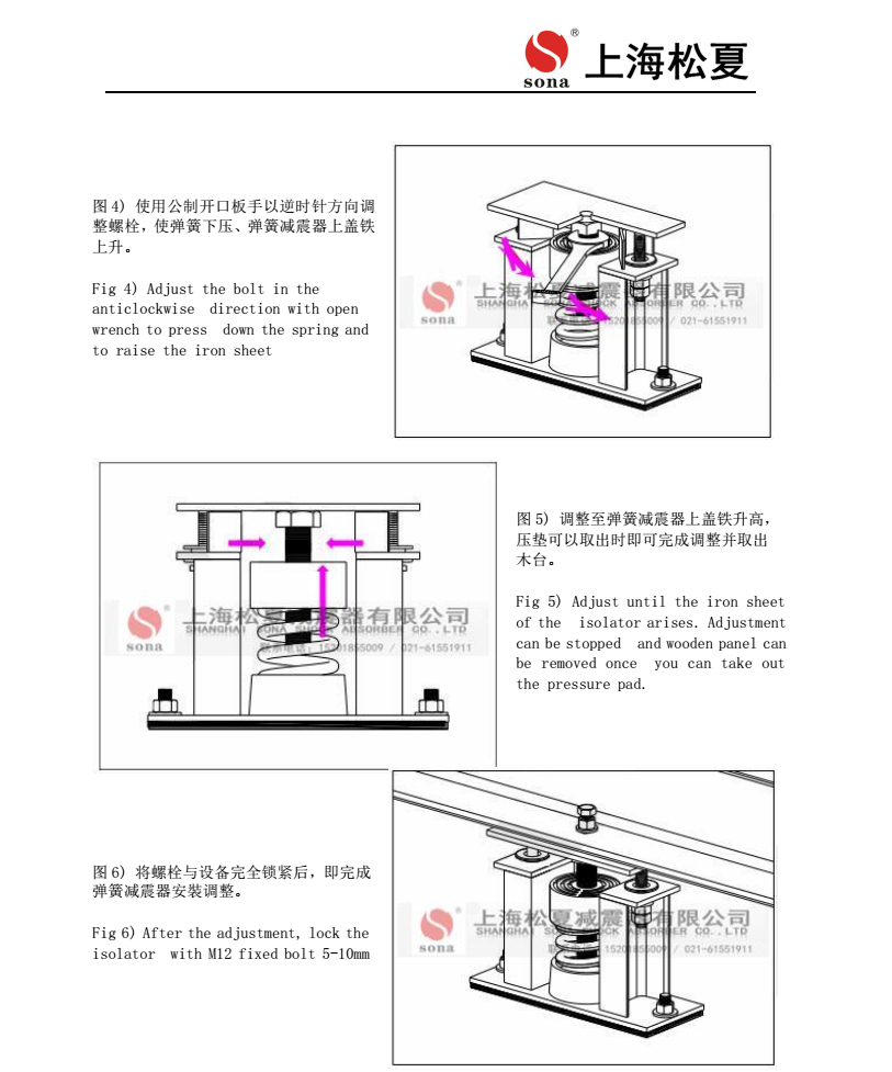 ZTF-4-2000風(fēng)冷冷水機(jī)組用阻尼彈簧減震器安裝圖